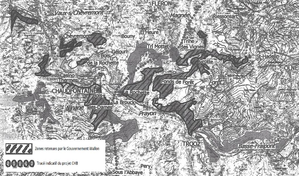 Zones retenues par le Gouvernement wallon à l'inscription "Natura 2000" et proposées à la commission Europenne.